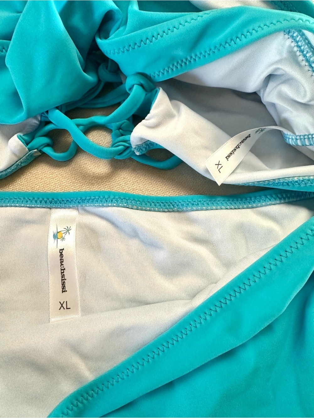 Beachsissi Aqua Blue High Waist Bikini Set NWT XL - Picture 3 of 7